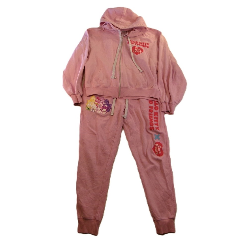 Sanrio Women L Tracksuit Pink Hello Kitty x Care Bears Hoodie Joggers Set